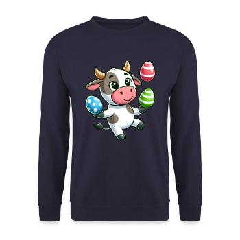 Easter Egg Cow & Bull Juggling Artist Design - Unisex Sweatshirt - navy - Front - Alina (178cm) & Michal (187cm)
