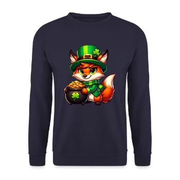 St. Patrick's Day Fox in Gold - Unisex Sweatshirt - navy - Front - Alina (178cm) & Michal (187cm)