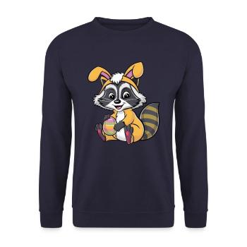 Raton laveur comme dessin animé de costume d’oeuf de lapin de Pâques - Sweat-shirt Unisexe - marine - Devant - Alina (178cm) & Michal (187cm)