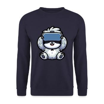 Cute Sloth VR Gamer Cartoon Virtual Reality - Unisex Sweatshirt - navy - Front - Alina (178cm) & Michal (187cm)
