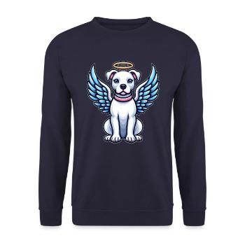 Cute Pitbull Angel Cartoon Dog with Wings - Unisex Sweatshirt - navy - Front - Alina (178cm) & Michal (187cm)