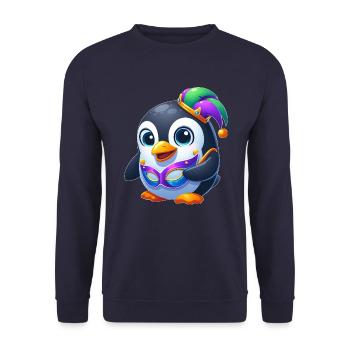 Cute Mardi Gras Penguin Disguise Carnival - Unisex Sweatshirt - navy - Front - Alina (178cm) & Michal (187cm)