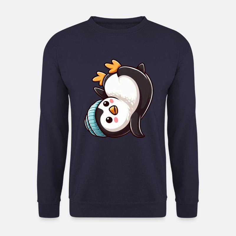 Penguin Headstand Chibi Cartoon Breakdance - Unisex Sweatshirt - navy