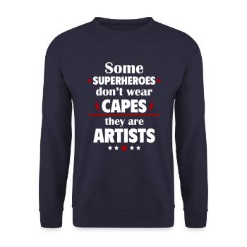 Some heroes don't wear capes, they're artists - Unisex Sweatshirt - navy - Front - Alina (178cm) & Michal (187cm)