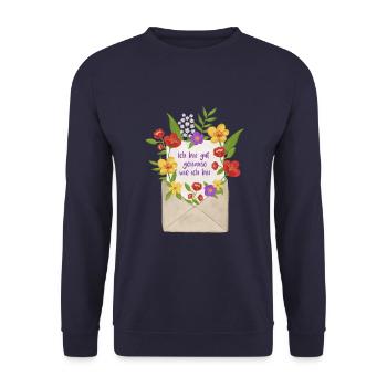 Liebesbrief an mich selbst Botschaft - Unisex Pullover - Navy - Vorne - Alina (178cm) & Michal (187cm)