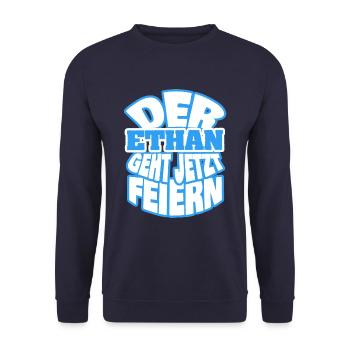 Party Feiern it Ethan - Unisex Pullover - Navy - Vorne - Alina (178cm) & Michal (187cm)