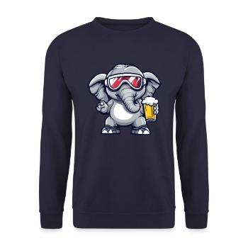 Elephant après-ski beer - Unisex Sweatshirt - navy - Front - Alina (178cm) & Michal (187cm)