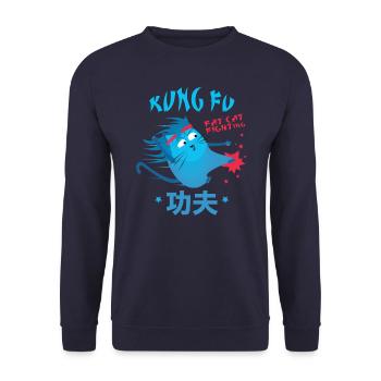Kung Fu Fat Cat Fighting - Chats drôles - Sweat-shirt Unisexe - marine - Devant - Alina (178cm) & Michal (187cm)