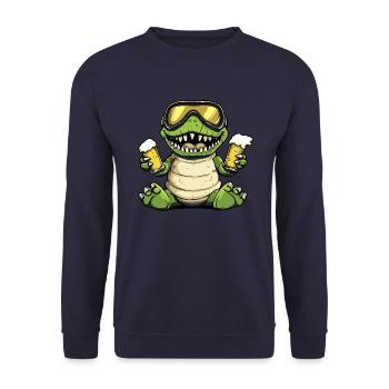 Alligator Apres Ski Bier - Unisex Pullover - Navy - Vorne - Alina (178cm) & Michal (187cm)