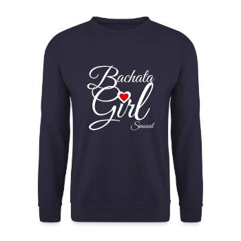 Bachata Girl Sensual white - DanceShirts - Unisex Sweatshirt - navy - Front - Alina (178cm) & Michal (187cm)