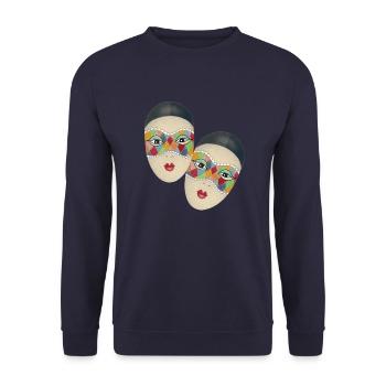 Joker Maske Clown Karneval Venedig Illustration - Unisex Pullover - Navy - Vorne - Alina (178cm) & Michal (187cm)