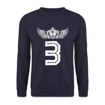 3 Zahl Krone - Unisex Pullover - Navy - Vorne - Alina (178cm) & Michal (187cm)