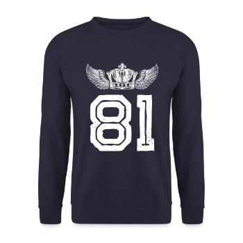 81 Number crown - Unisex Sweatshirt - navy - Front - Alina (178cm) & Michal (187cm)