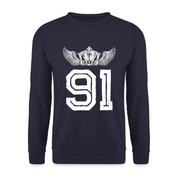 91 Number crown - Unisex Sweatshirt - navy - Front - Alina (178cm) & Michal (187cm)