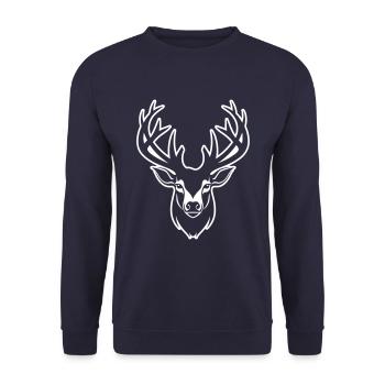 Deer Silhouette Head Antlers - Unisex Sweatshirt - navy - Front - Alina (178cm) & Michal (187cm)