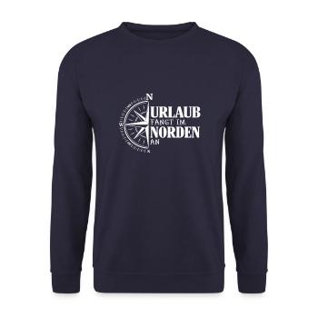 urlaub fängt im Norden an - Unisex Pullover - Navy - Vorne - Alina (178cm) & Michal (187cm)
