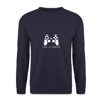 40 Geburtstag Gamer Level 40 Complete - Unisex Pullover - Navy - Vorne - Alina (178cm) & Michal (187cm)