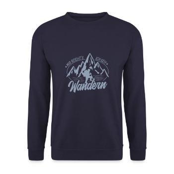andern mir reichts ich geh wandern - Unisex Pullover - Navy - Vorne - Alina (178cm) & Michal (187cm)