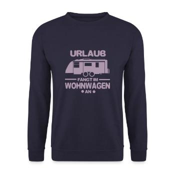 Wohnwagen Urlaub fängt an - Unisex Pullover - Navy - Vorne - Alina (178cm) & Michal (187cm)