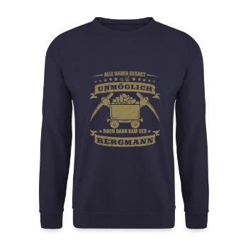 Bergbau Shirt Alle haben gesagt - Unisex Pullover - Navy - Vorne - Alina (178cm) & Michal (187cm)