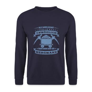 Bergbau Shirt Alle haben gesagt - Unisex Pullover - Navy - Vorne - Alina (178cm) & Michal (187cm)