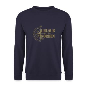 Urlaub fängt im Norden an - Unisex Pullover - Navy - Vorne - Alina (178cm) & Michal (187cm)