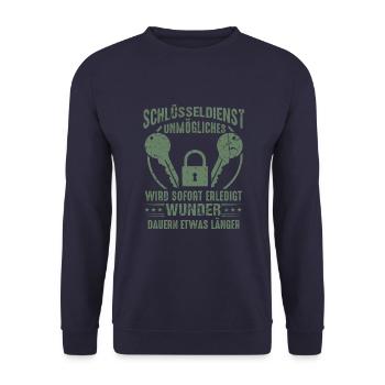 Schlüsseldienst Geschenkideen Sprüche - Unisex Pullover - Navy - Vorne - Alina (178cm) & Michal (187cm)