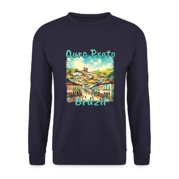 Ouro Preto Brésil - Architecture coloniale à - Sweat-shirt Unisexe - marine - Devant - Alina (178cm) & Michal (187cm)