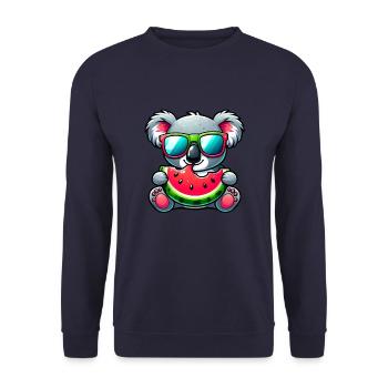 Koala Watermelon Summer Motif - Unisex Sweatshirt - navy - Front - Alina (178cm) & Michal (187cm)