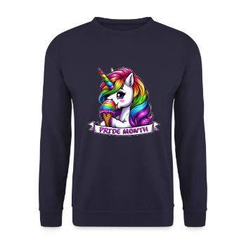 LGBTQ Pride Monat Einhorn Regenbogen Toleranz - Unisex Pullover - Navy - Vorne - Alina (178cm) & Michal (187cm)