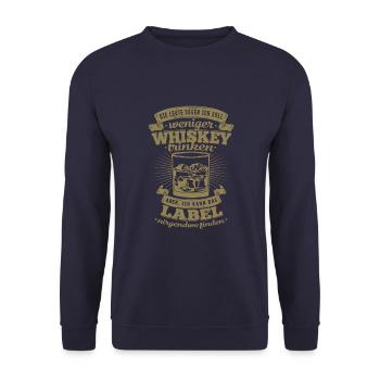 Drôle de whisky disant qu’il n’y a pas d’étiquette Trouver - Sweat-shirt Unisexe - marine - Devant - Alina (178cm) & Michal (187cm)