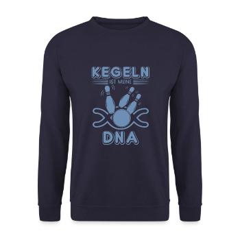 Kegeln Bowling DNA Kegelclub Leidenschaft - Unisex Pullover - Navy - Vorne - Alina (178cm) & Michal (187cm)