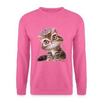 Chat PD Moreno avec couronne - Sweat-shirt Unisexe - rose - Devant