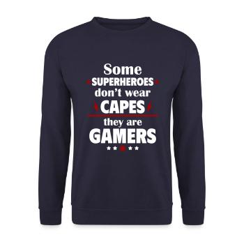 Certains héros ne portent pas de capes, ce sont des joueurs - Sweat-shirt Unisexe - marine - Devant - Alina (178cm) & Michal (187cm)