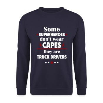 Manche Helden tragen keine Umhänge, Lkw-Fahrer - Unisex Pullover - Navy - Vorne - Alina (178cm) & Michal (187cm)