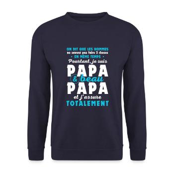 Je suis Papa beau-papa j'assure. Cadeau beau-père - Sweat-shirt Unisexe - marine - Devant - Alina (178cm) & Michal (187cm)