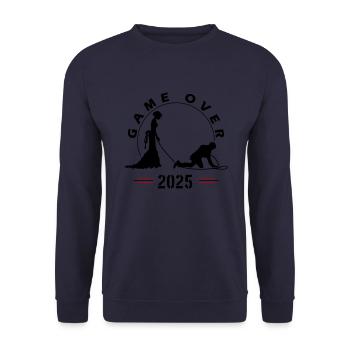 Game Over 2025 Hochzeit - Unisex Pullover - Navy - Vorne - Alina (178cm) & Michal (187cm)