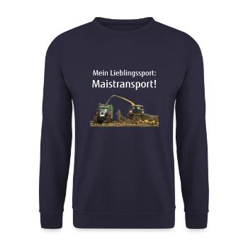 Mein Lieblingssport Maistransport Traktor Häcksler - Unisex Pullover - Navy - Vorne - Alina (178cm) & Michal (187cm)