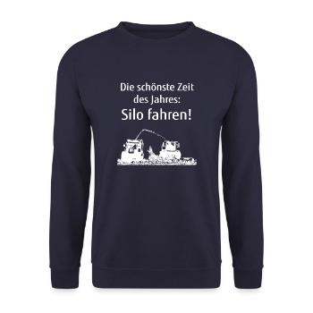 Silo fahren Mais häckseln Maishäcksler Geschenk - Unisex Pullover - Navy - Vorne - Alina (178cm) & Michal (187cm)
