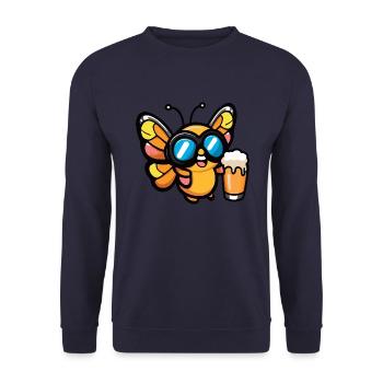 Butterfly Après-Ski Bière Bande Dessinée - Sweat-shirt Unisexe - marine - Devant - Alina (178cm) & Michal (187cm)