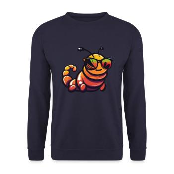 Wurm Cool Comic - Unisex Pullover - Navy - Vorne - Alina (178cm) & Michal (187cm)