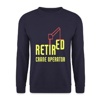 Retired Crane Operator Heavy Equipment Operator - Unisex Pullover - Navy - Vorne - Alina (178cm) & Michal (187cm)