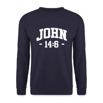 John 14:6 - Jesus Christ - Christian religion - Unisex Sweatshirt - navy - Front - Alina (178cm) & Michal (187cm)