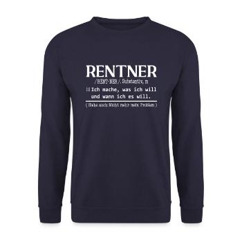 Rentner Duden Definition - Unisex Pullover - Navy - Vorne - Alina (178cm) & Michal (187cm)
