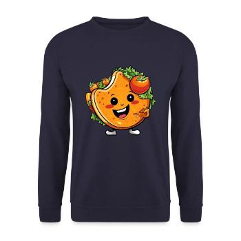 Mignon Kawaii Taco Wrap Design avec salade et - Sweat-shirt Unisexe - marine - Devant - Alina (178cm) & Michal (187cm)