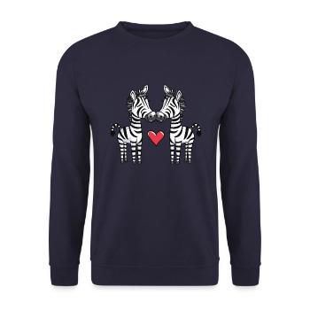 Couple de zèbres Coeur - Sweat-shirt Unisexe - marine - Devant - Alina (178cm) & Michal (187cm)