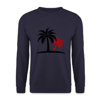 Palmen Insel - Unisex Pullover - Navy - Vorne - Alina (178cm) & Michal (187cm)