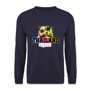 Thailand 2025 Palmen Bunt - Unisex Pullover - Navy - Vorne - Alina (178cm) & Michal (187cm)
