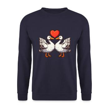 Goose Couple Heart - Unisex Sweatshirt - navy - Front - Alina (178cm) & Michal (187cm)