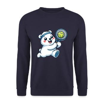 Joueur de tennis Polar Bear - Humour amusant sur le - Sweat-shirt Unisexe - marine - Devant - Alina (178cm) & Michal (187cm)